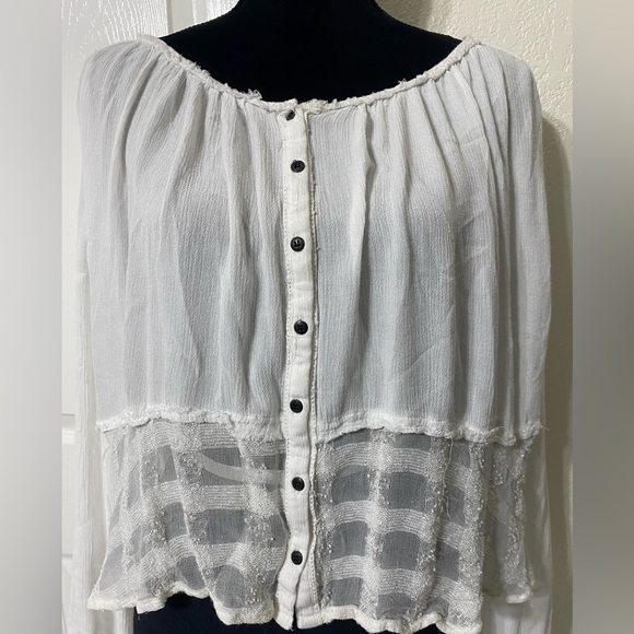 Free People white blouse oversized size S - Picture 2 of 5